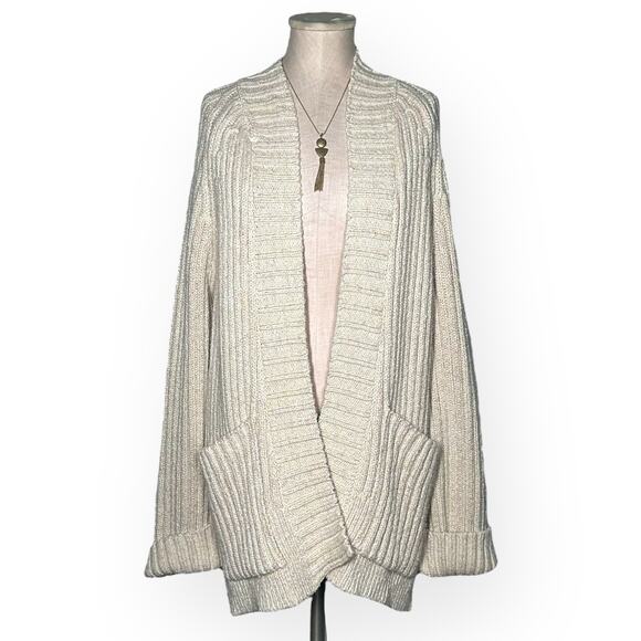 New $128 FREE PEOPLE Blossom Cardi Ivory Cardigan Sweater Lagenlook Slouchy Cozy - Picture 4 of 15